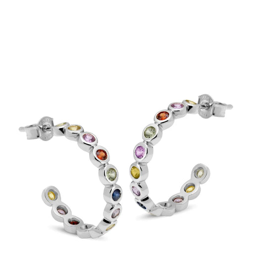 Rainbow Sapphire Hoops